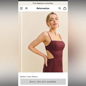 Reformation Strapless Dress in Rich Red. NWT. Sold out online. Linen